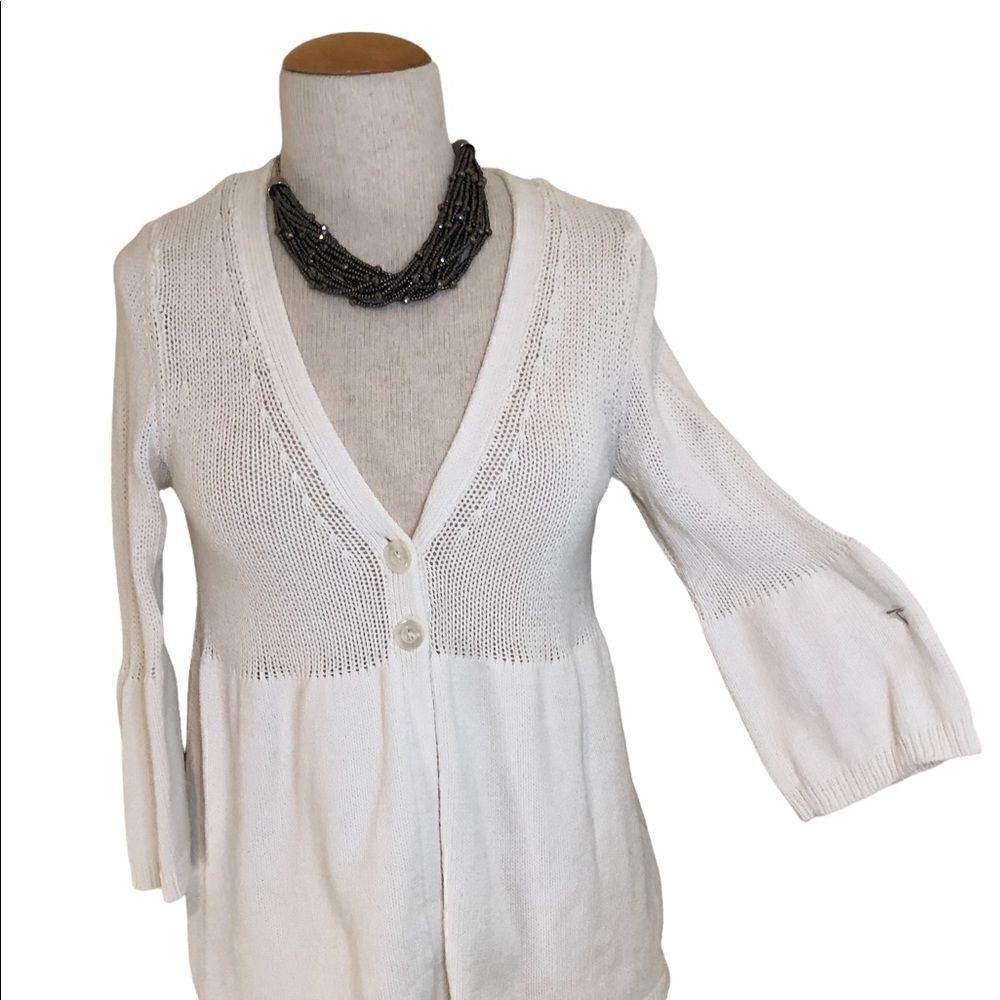 Tailored white cardigan.  IZOD    PM